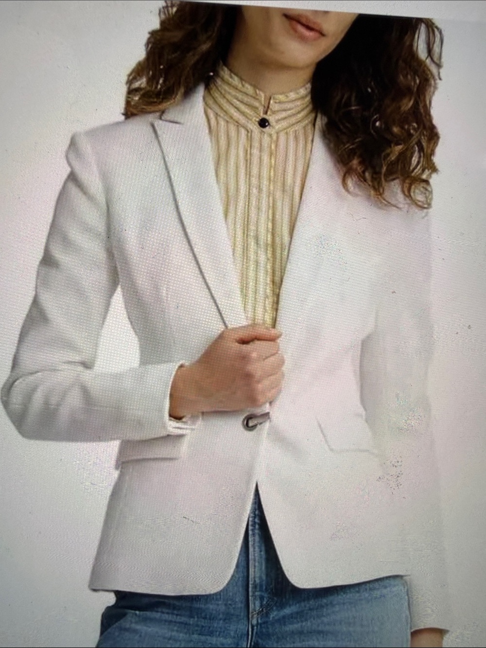 Rag & Bone Women’s Lexington Pique’ Cotton Blazer
Size 8 Ecru - Picture 2 of 4